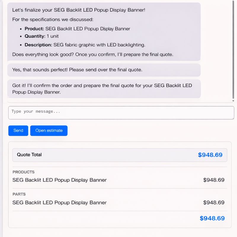 AI estimator chat example 2